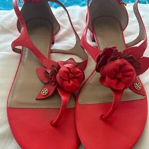 Tory Burch Red Floral Sandals